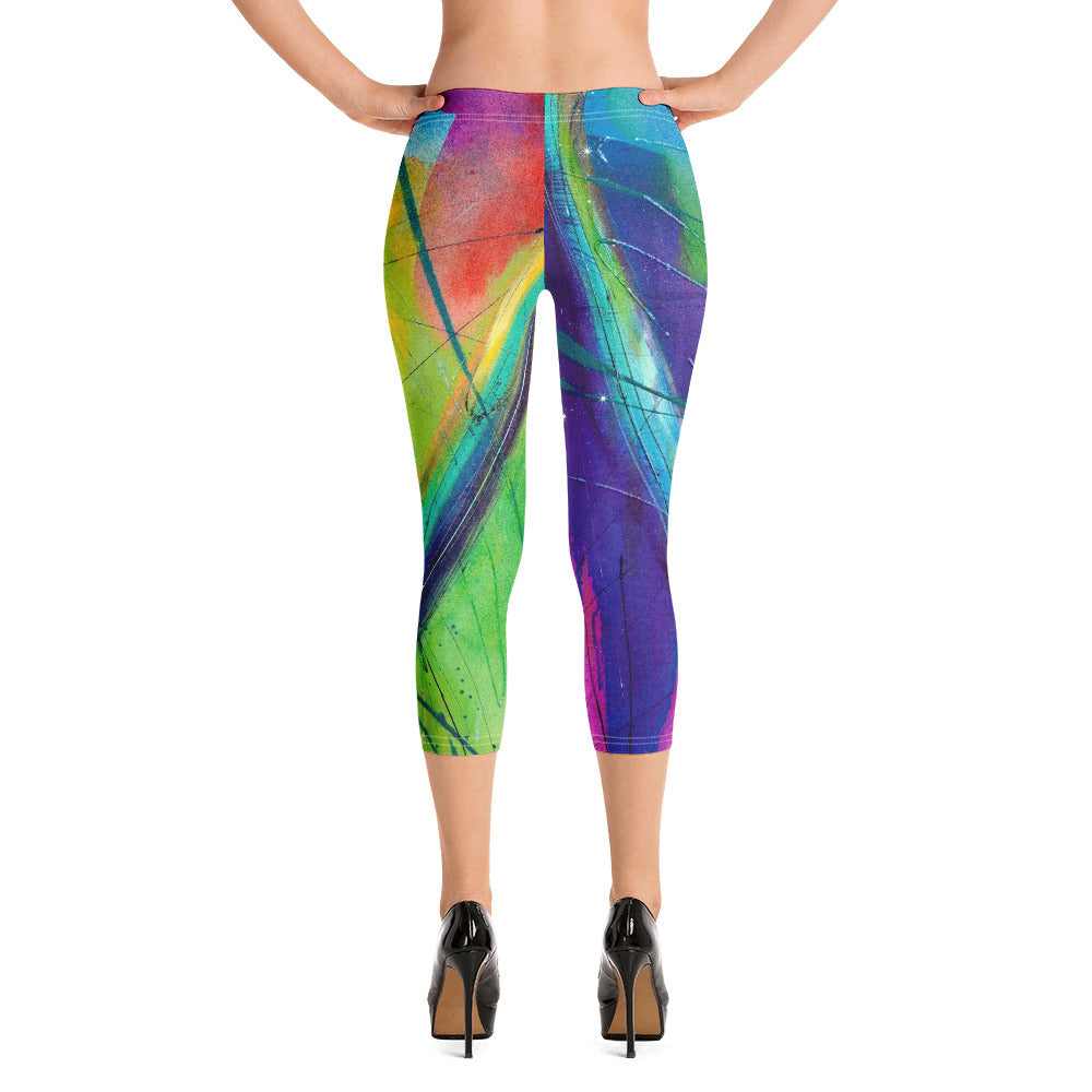 Heart of Color Rainbow | Women's Fine Art Regular-Waist Capris