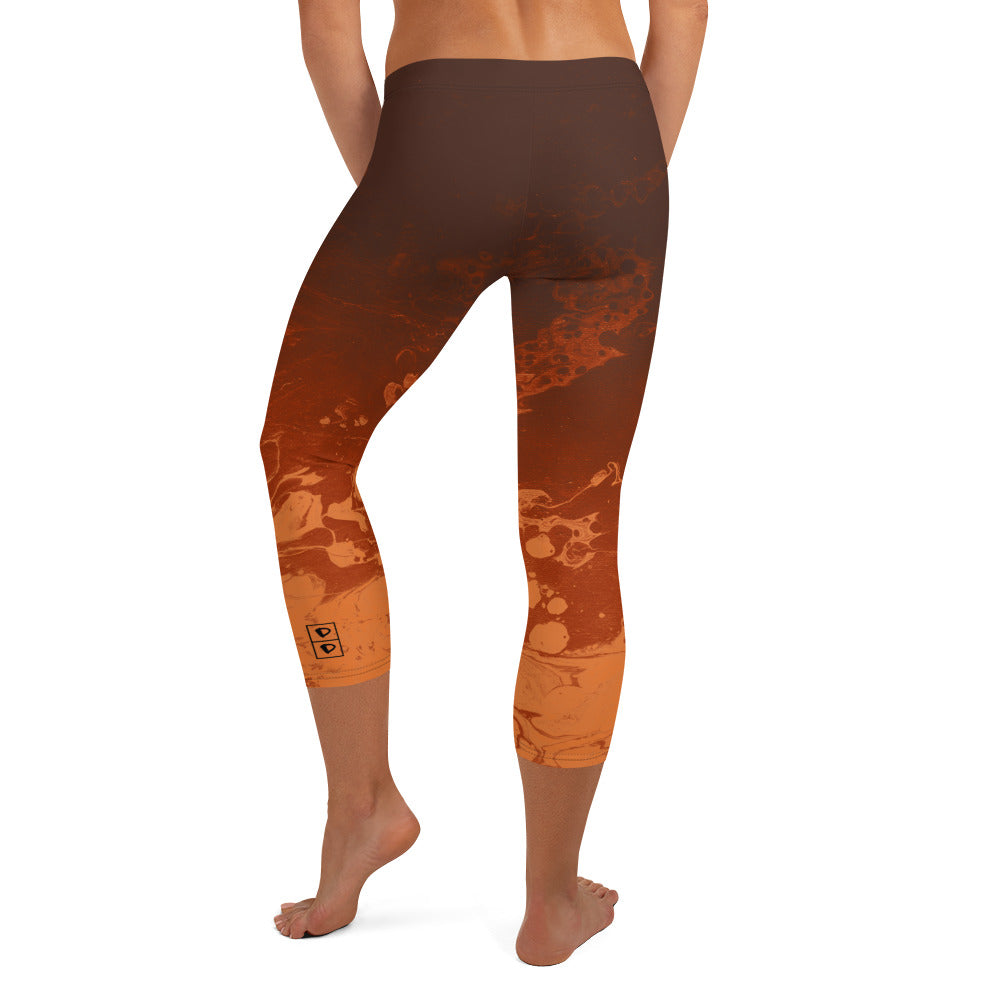 Ombre Brown & Rust  | Women's Fine Art Regular-Waist Capris