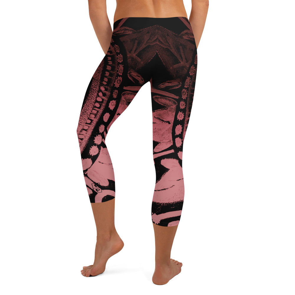 Mandala Pink | Women's Fine Art Regular-Waist Capris