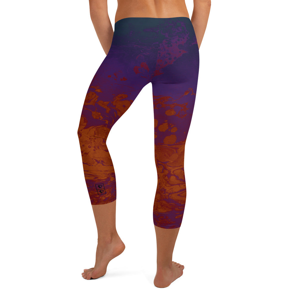 Ombre Dark Purple & Rust | Women's Fine Art Regular-Waist Capris