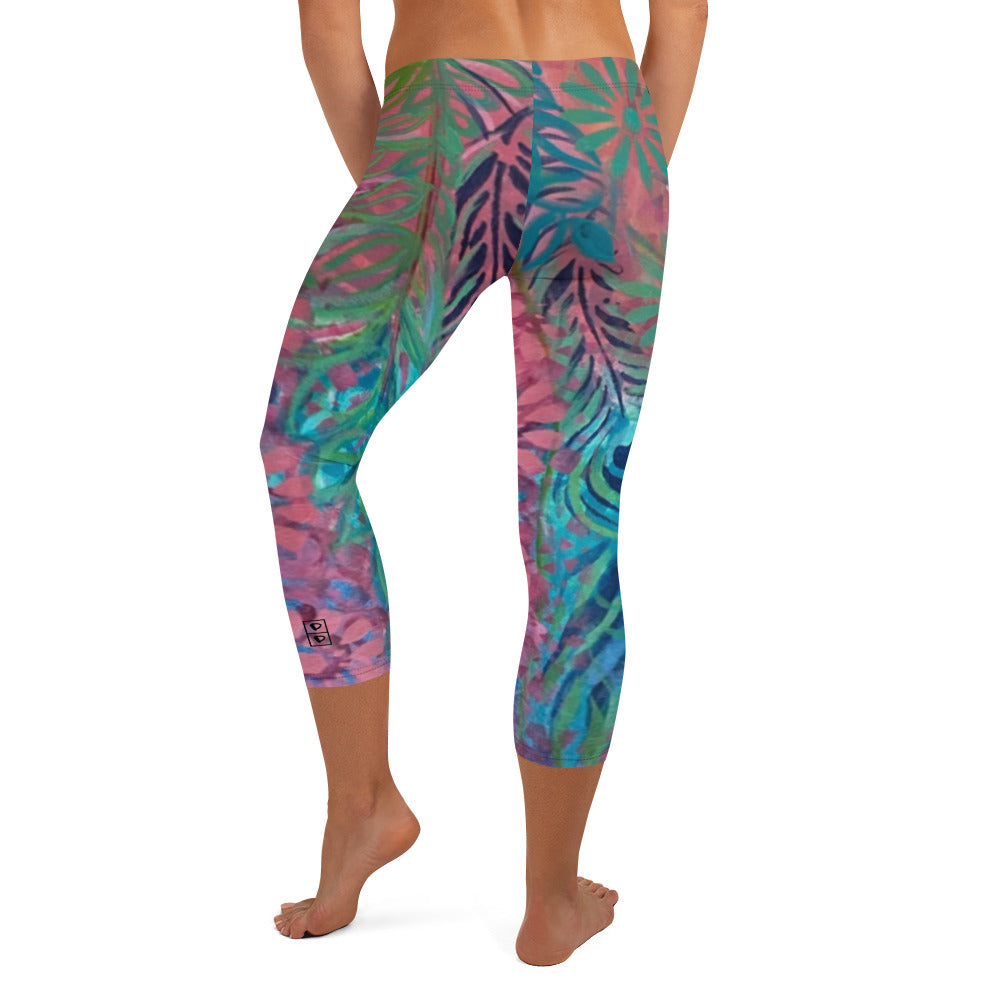 Flowers & Feathers | Women's Fine Art Regular-Waist Capris