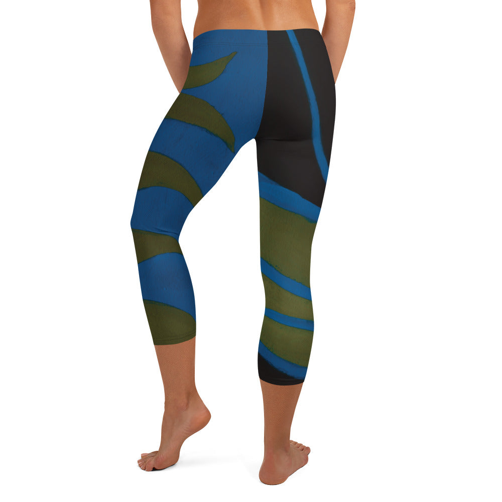 Avocado Leaves | Women's Fine Art High-Waist Capris
