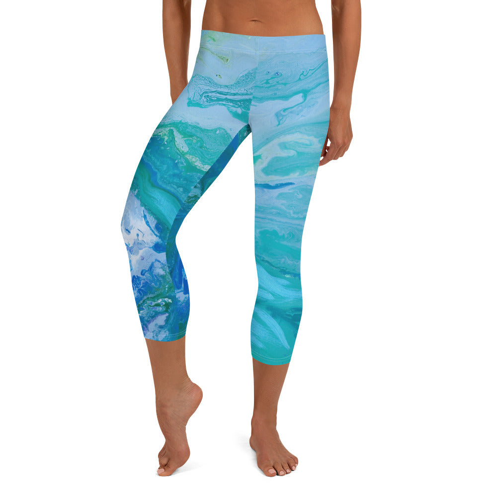 Fluid Turquoise | Women's Fine Art Regular-Waist Capris