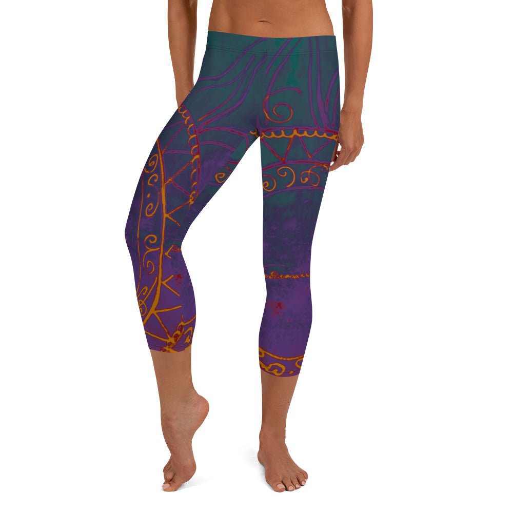 Sunburst with Deep Colors  | Women's Fine Art Regular-Waist Capris