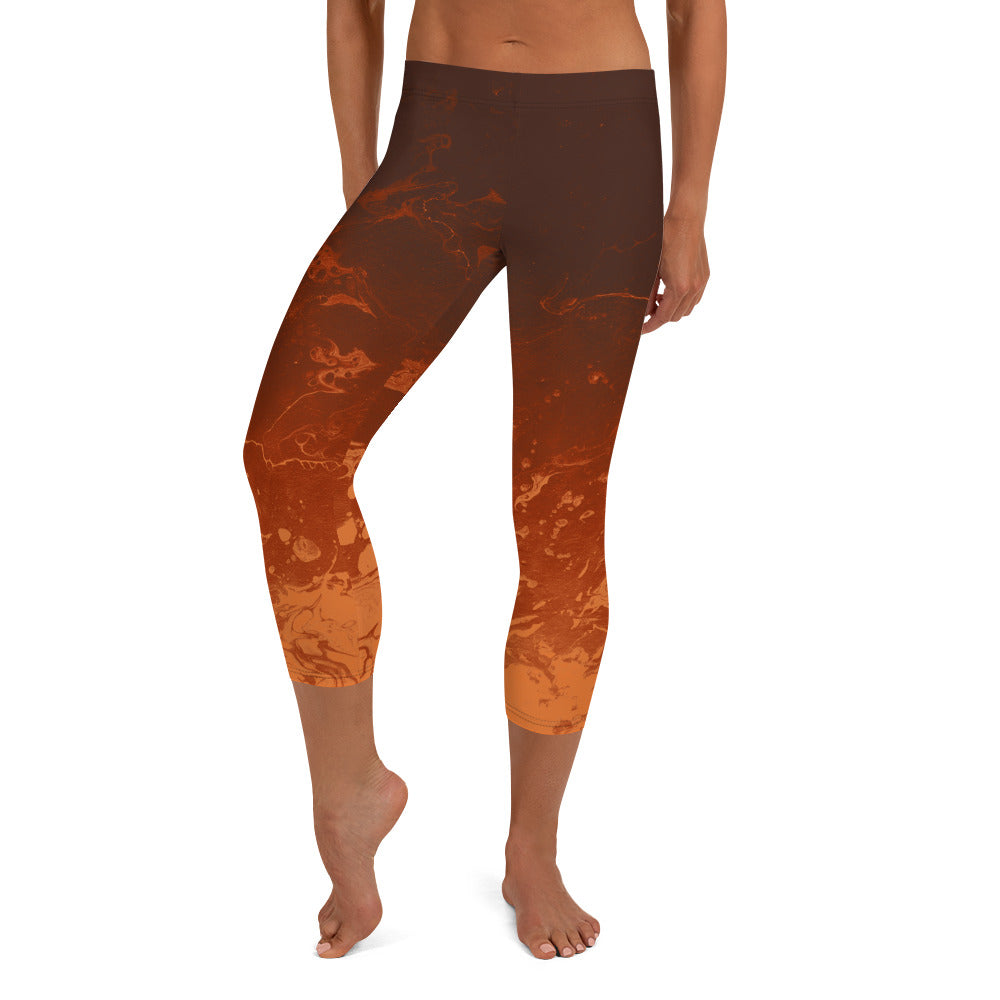 Ombre Brown & Rust  | Women's Fine Art Regular-Waist Capris