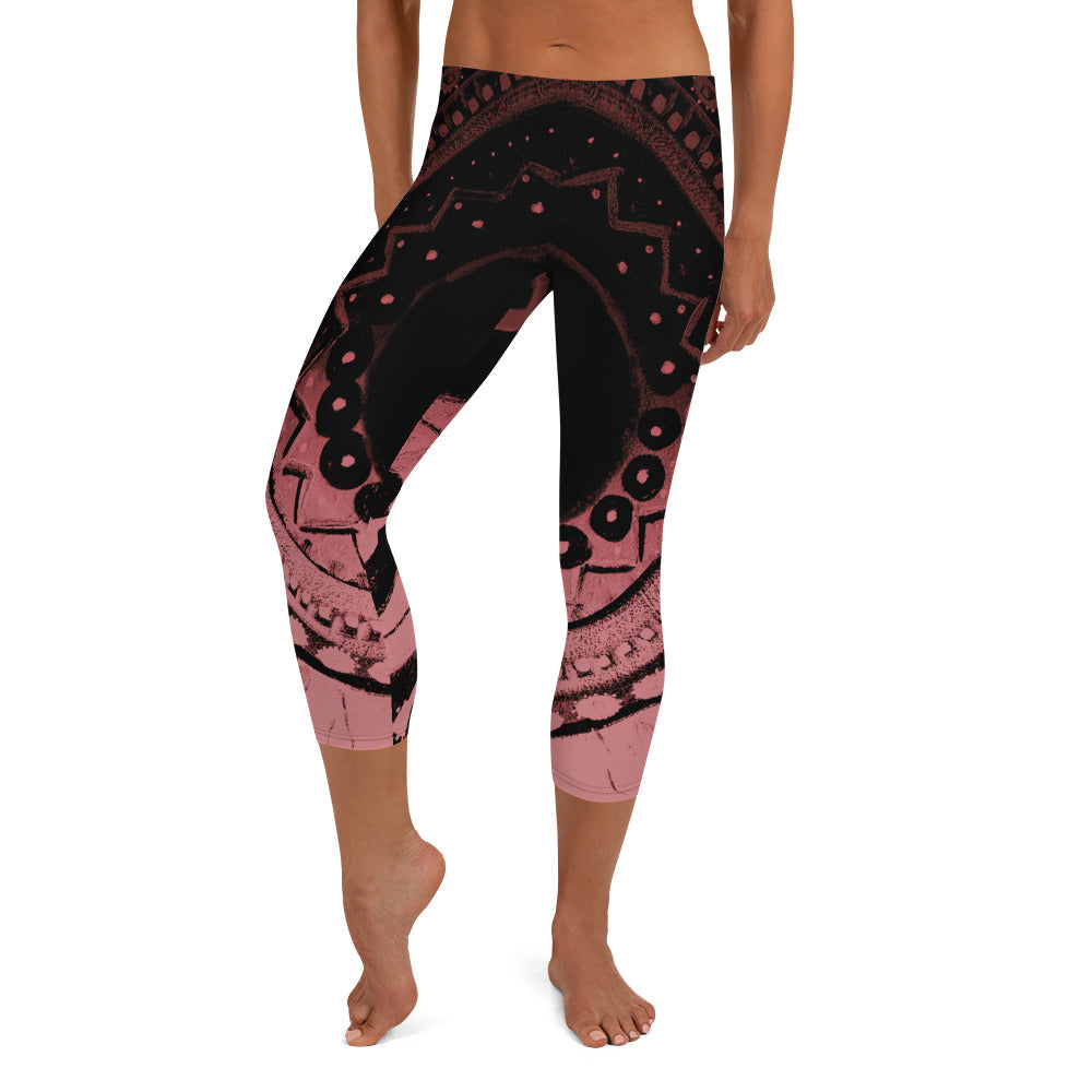 Mandala Pink | Women's Fine Art Regular-Waist Capris