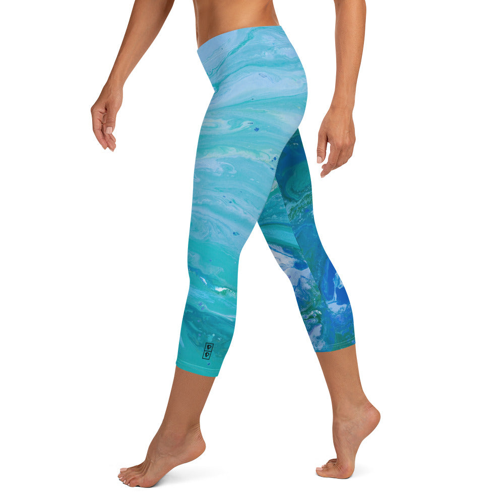Fluid Turquoise | Women's Fine Art Regular-Waist Capris