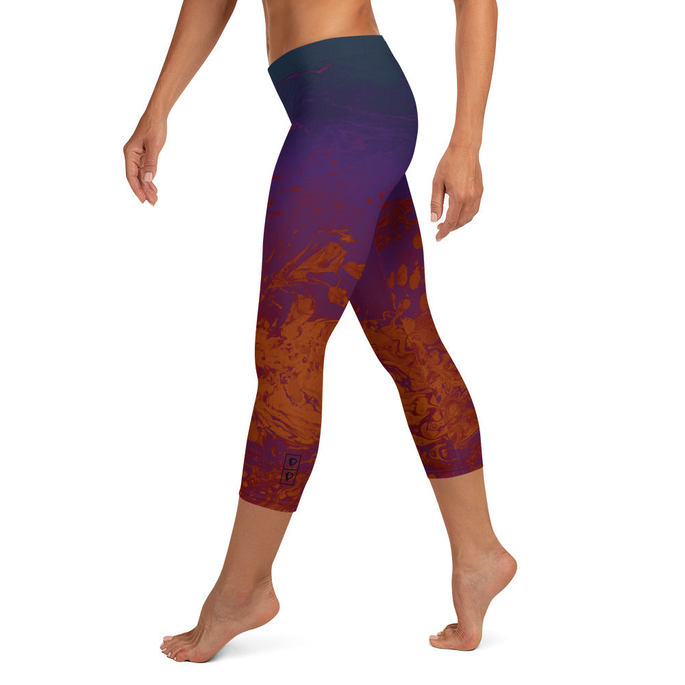 Ombre Dark Purple & Rust | Women's Fine Art Regular-Waist Capris