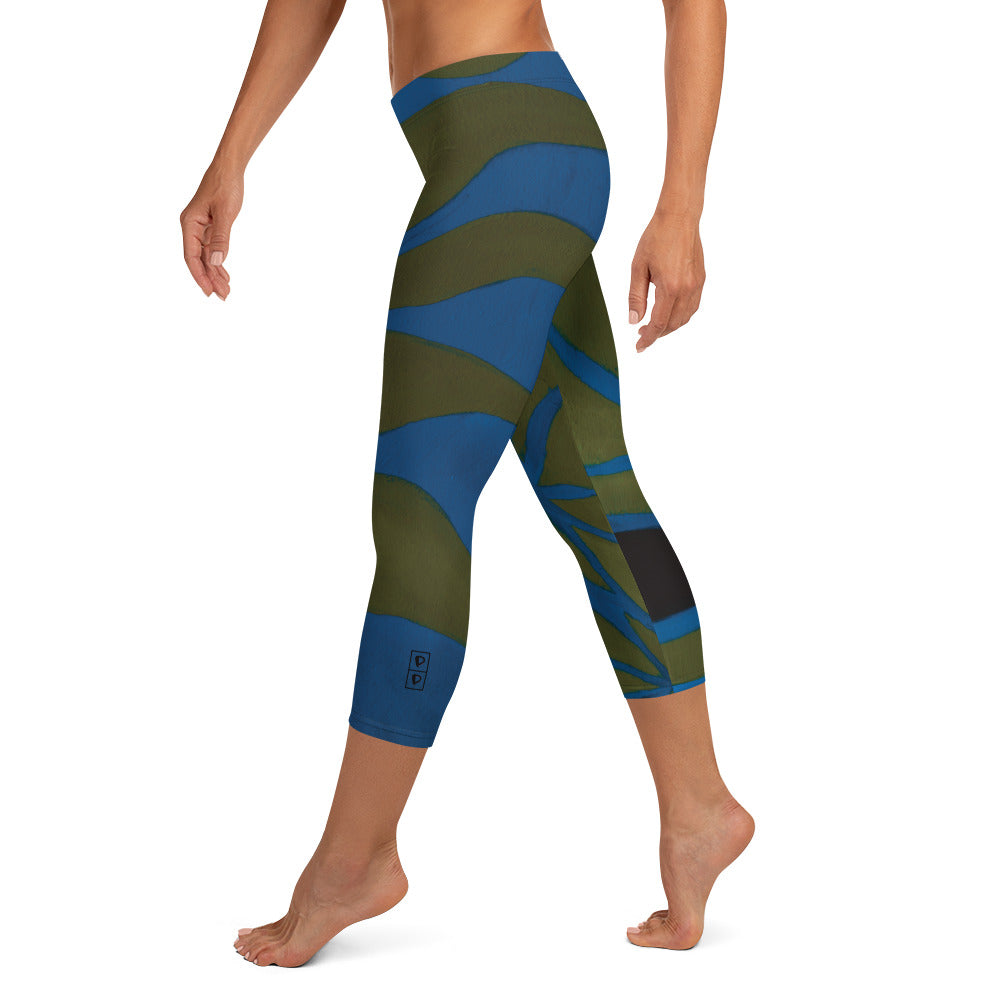 Avocado Leaves | Women's Fine Art Regular-Waist Capris