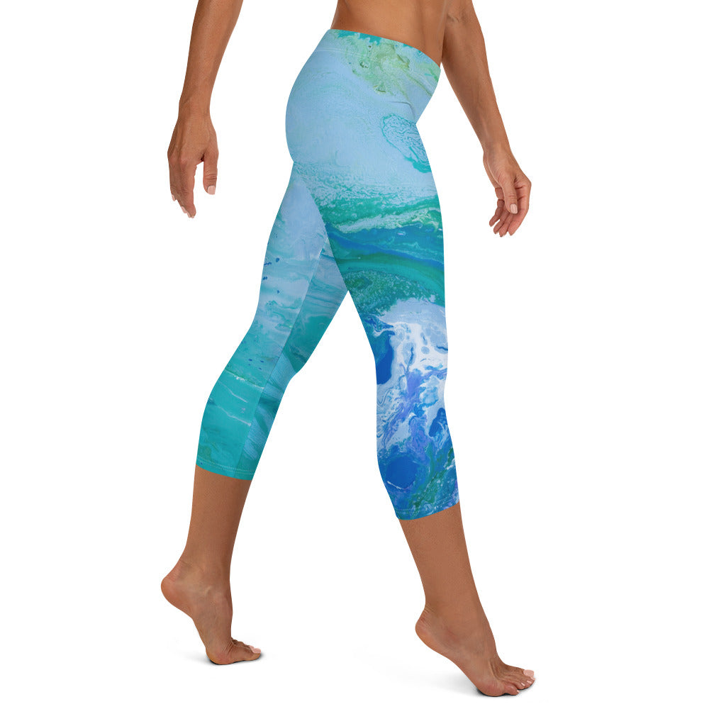 Fluid Turquoise | Women's Fine Art Regular-Waist Capris