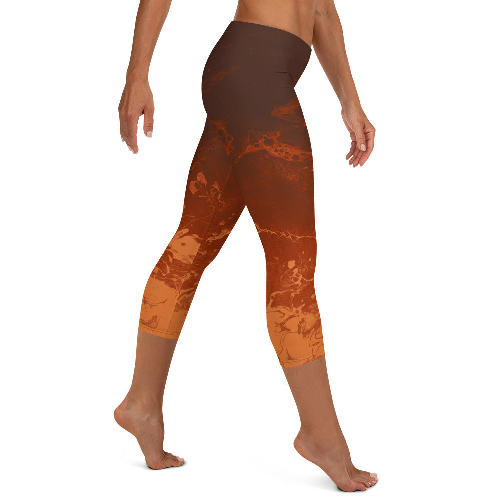 Ombre Brown & Rust  | Women's Fine Art Regular-Waist Capris