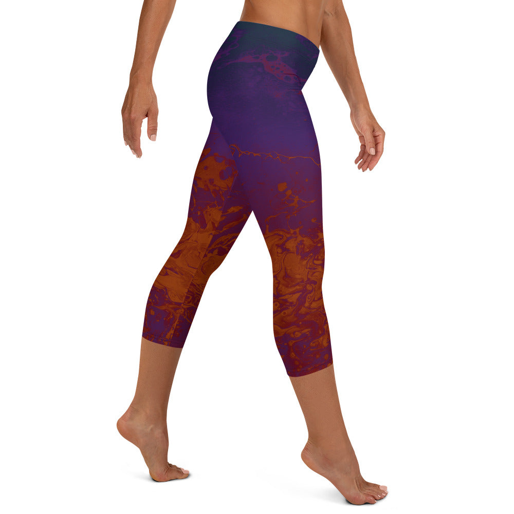 Ombre Dark Purple & Rust | Women's Fine Art Regular-Waist Capris