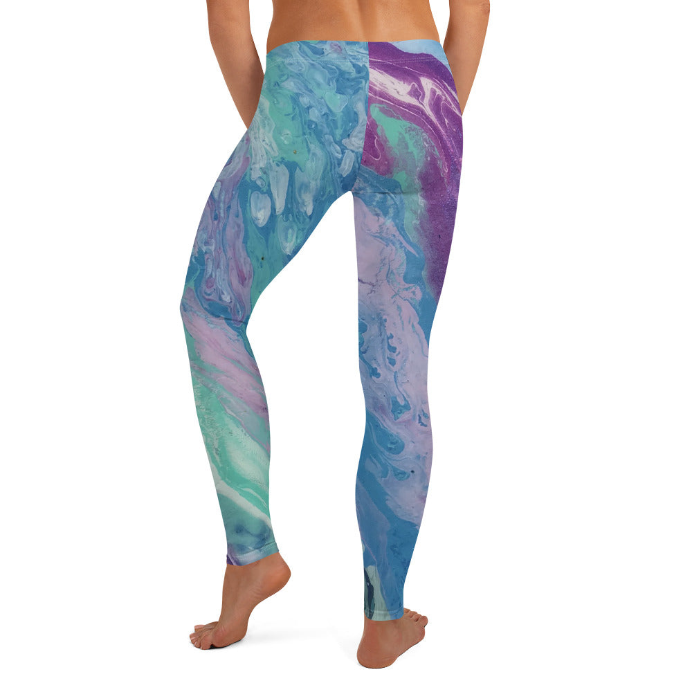 Fluid Purple & Green | Women's Fine Art Regular-Waist Leggings