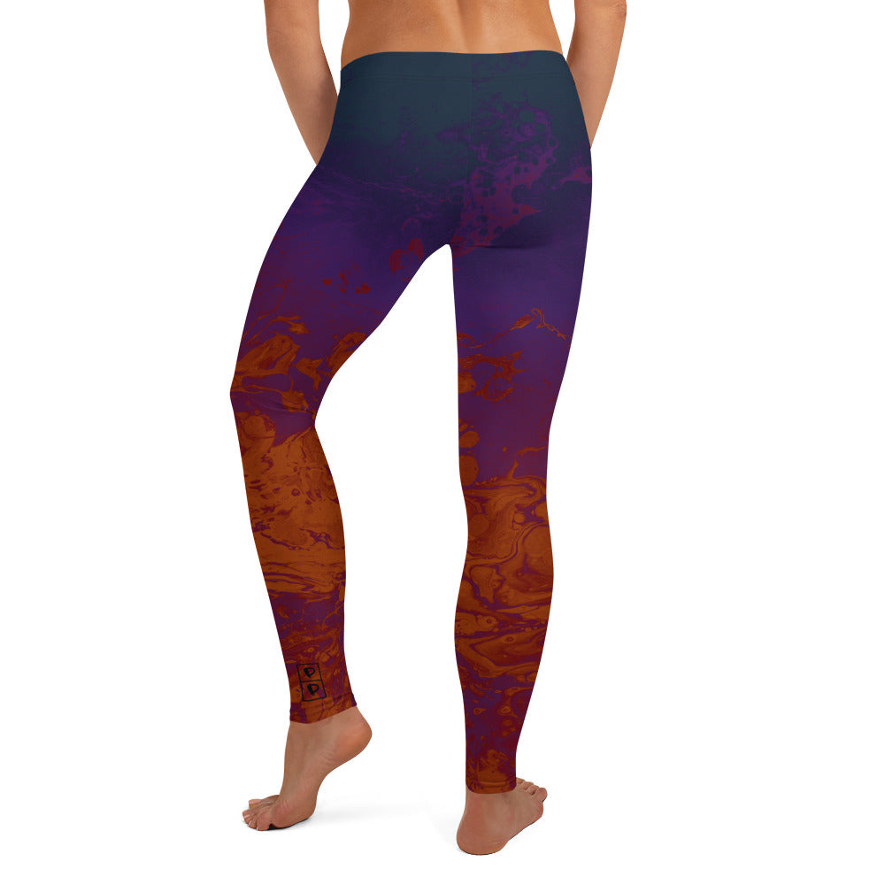 Ombre Dark Purple & Rust | Women's Fine Art Regular-Waist Leggings