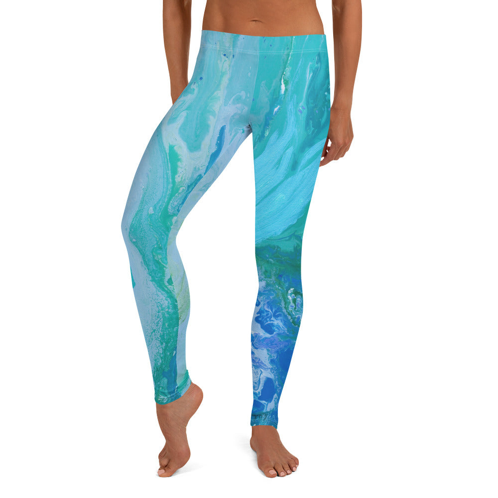 Fluid Turquoise | Women's Fine Art Regular-Waist Leggings