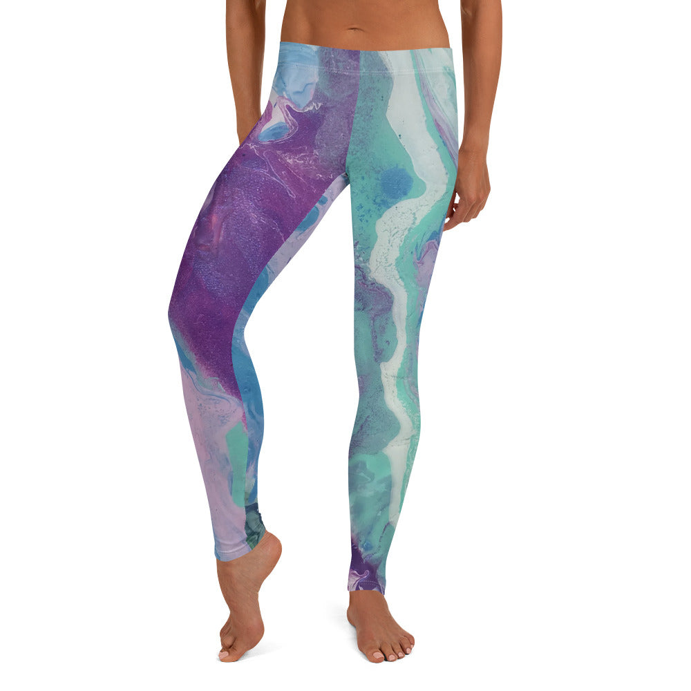 Fluid Purple & Green | Women's Fine Art Regular-Waist Leggings