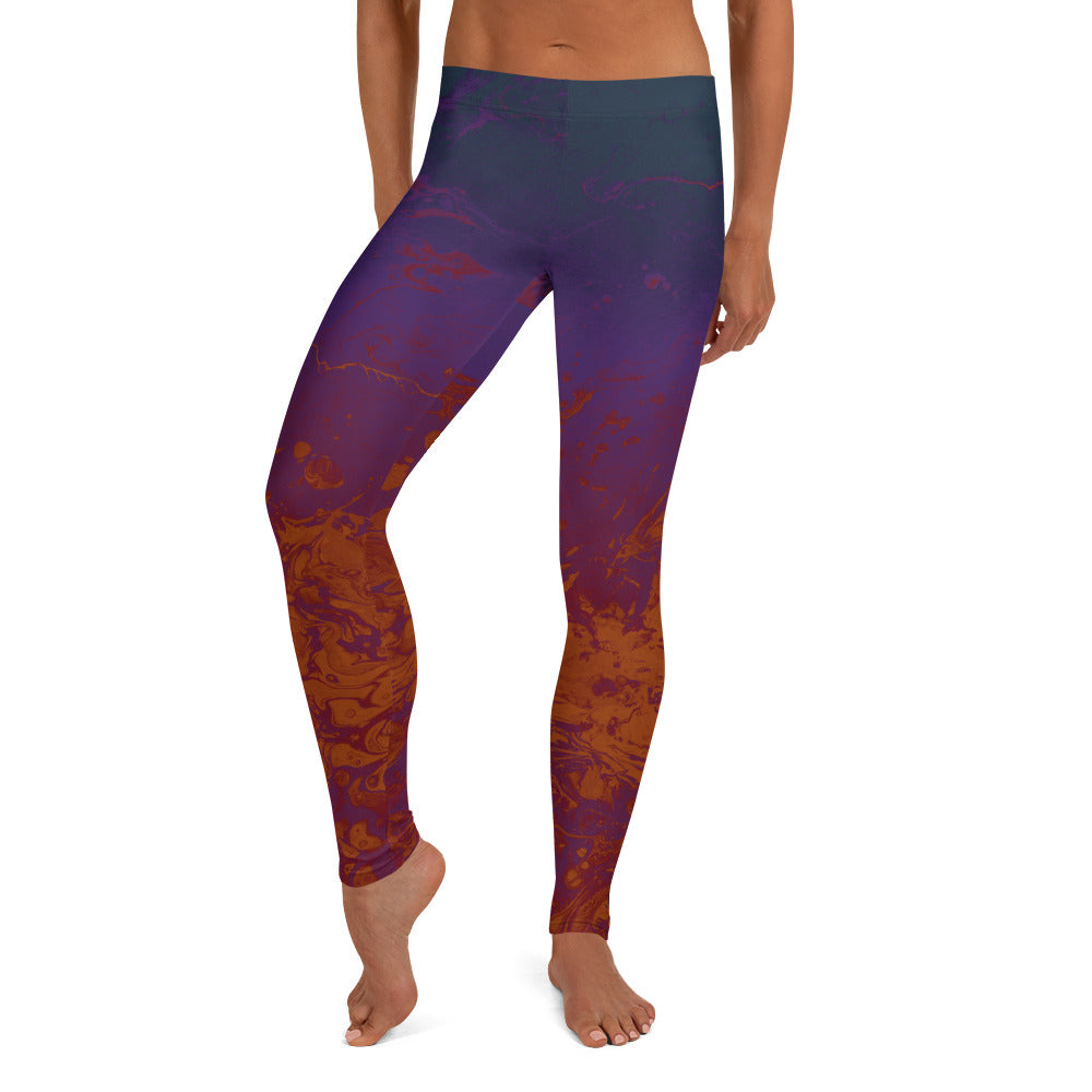Ombre Dark Purple & Rust | Women's Fine Art Regular-Waist Leggings