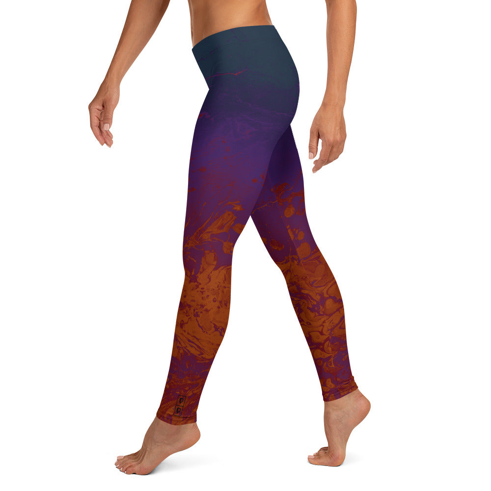 Ombre Dark Purple & Rust | Women's Fine Art Regular-Waist Leggings