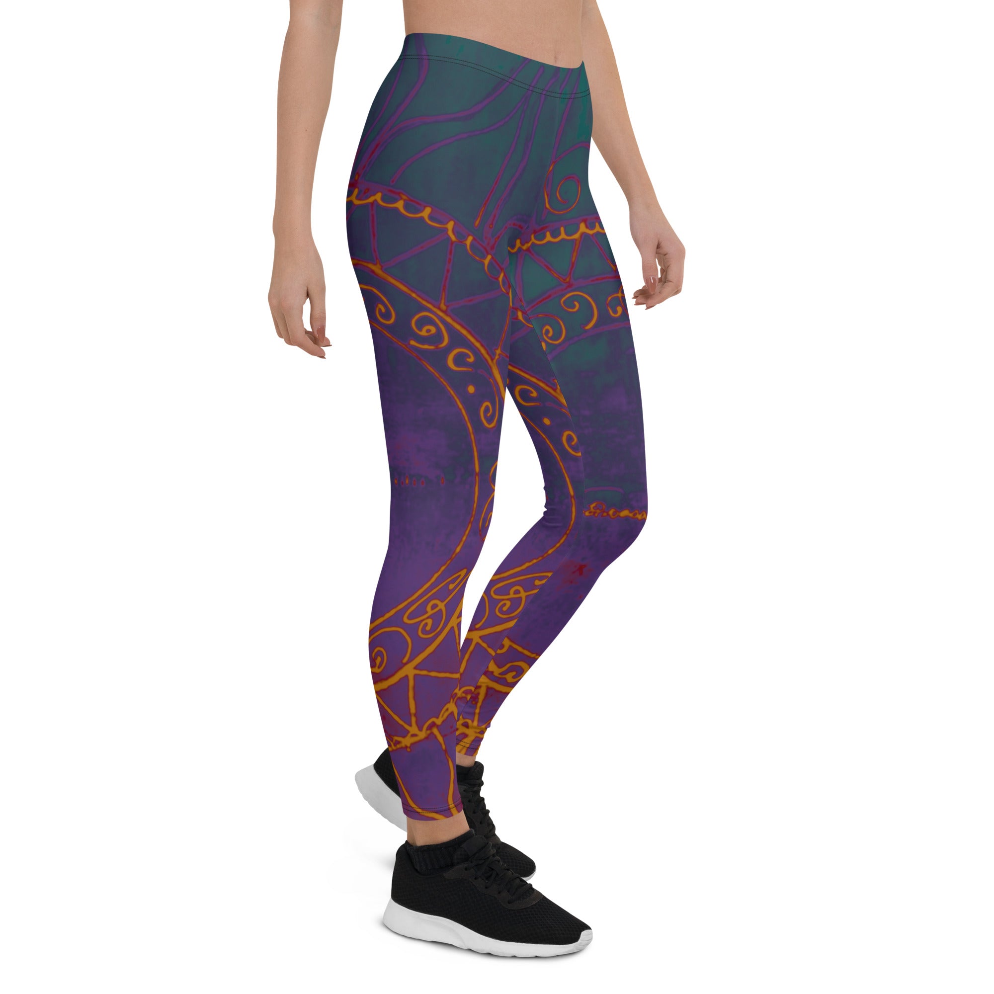Sunburst with Deep Colors | Women's Fine Art Regular-Waist Leggings