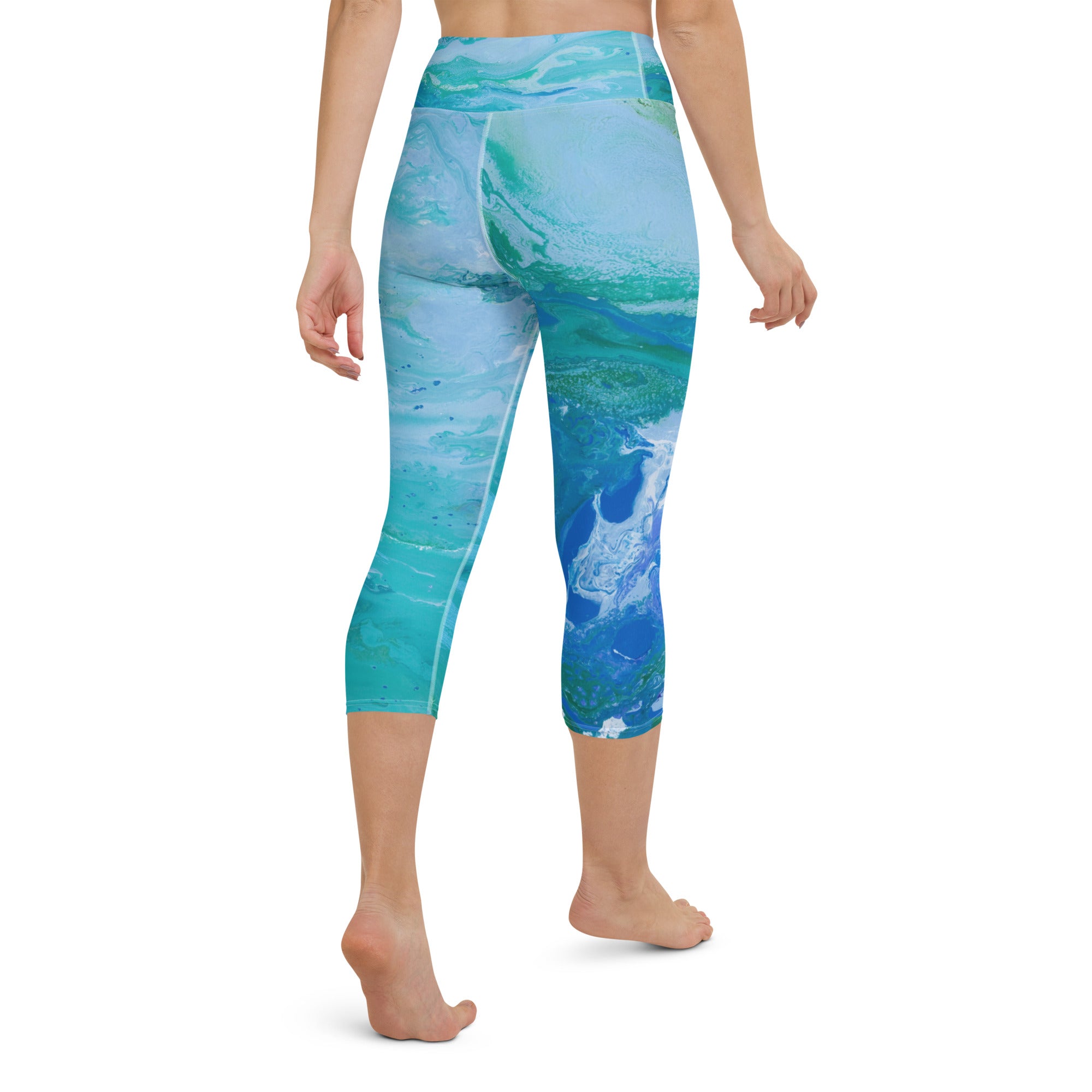 Fluid Turquoise | Women's Fine Art High-Waist Capris