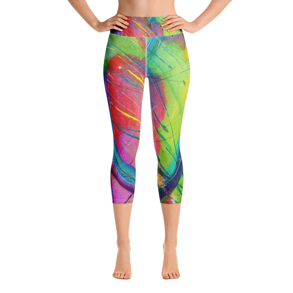 Heart of Color Rainbow | Women's Fine Art High-Waist Capris