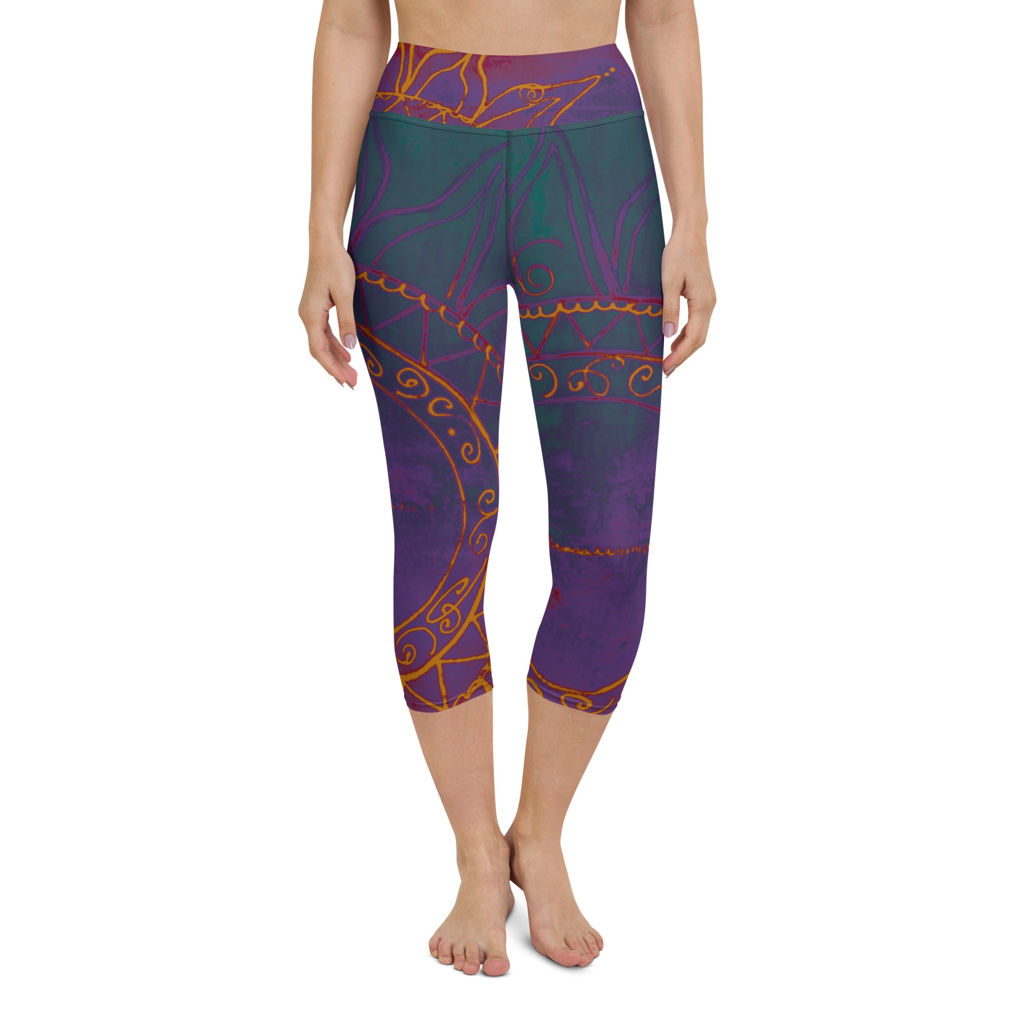 Sunburst with Deep Colors | Women's Fine Art High-Waist Capris
