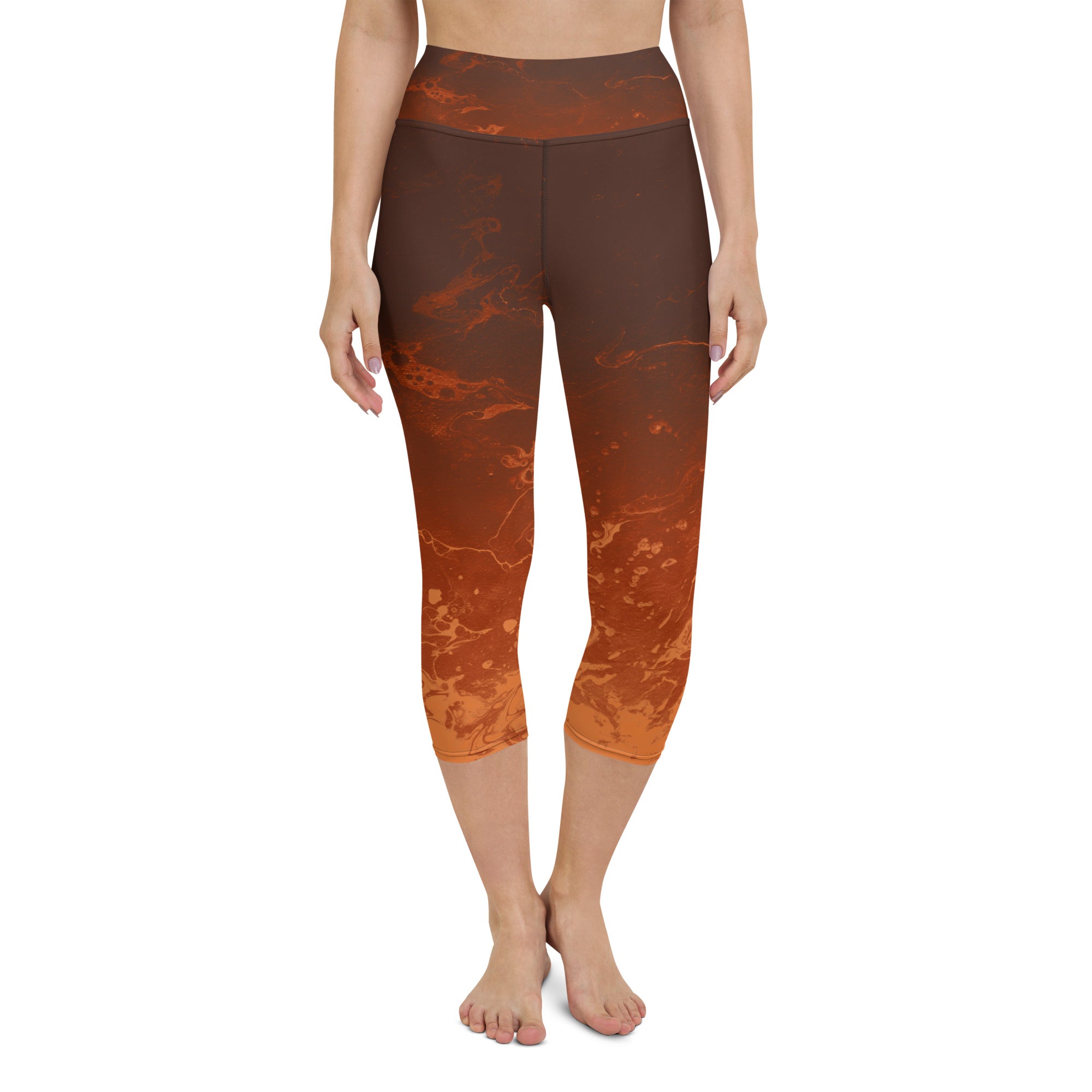Ombre Brown & Rust | Women's Fine Art High-Waist Capris