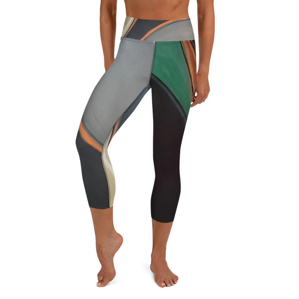 Geometric Flair | Women's Fine Art High-Waist Capris