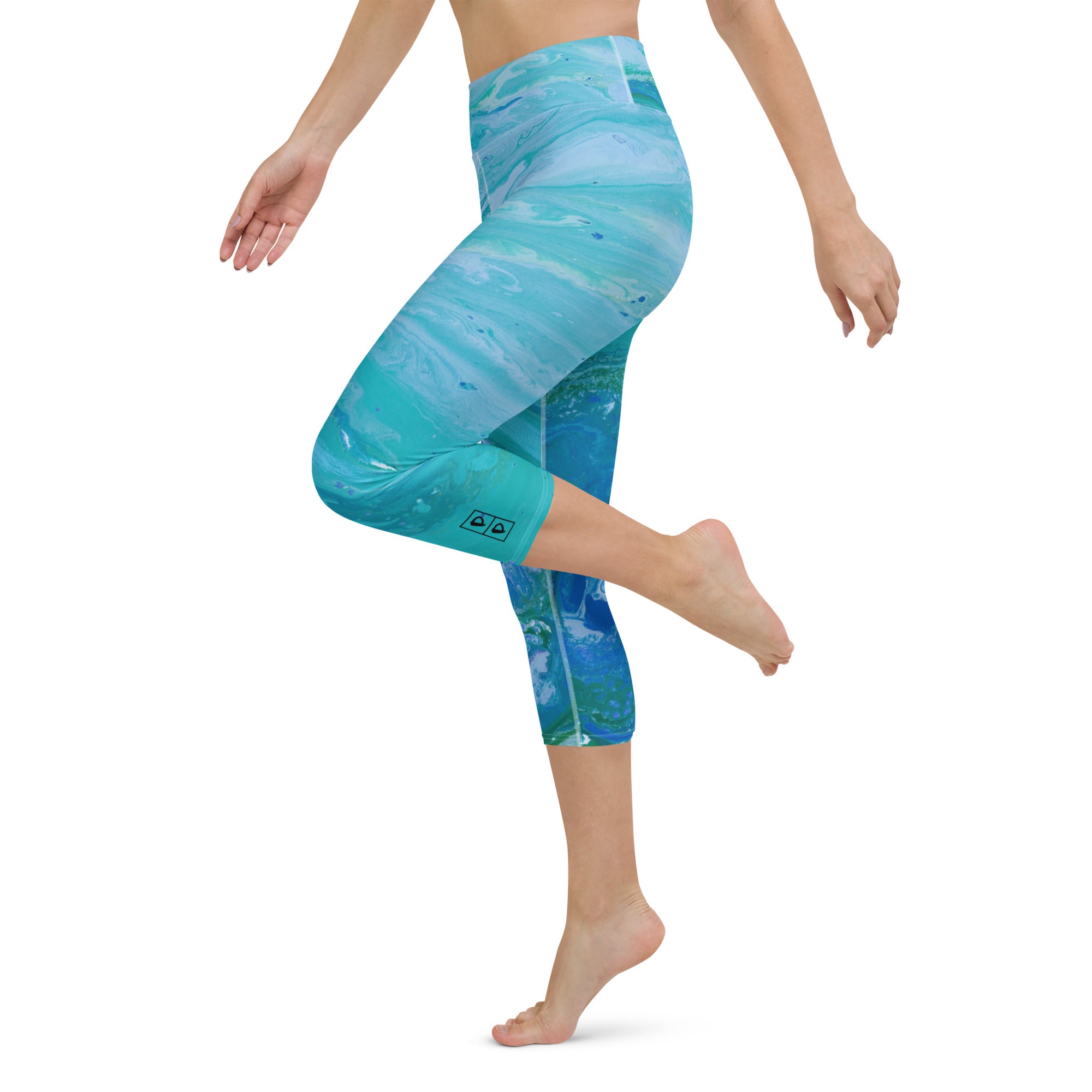 Fluid Turquoise | Women's Fine Art High-Waist Capris
