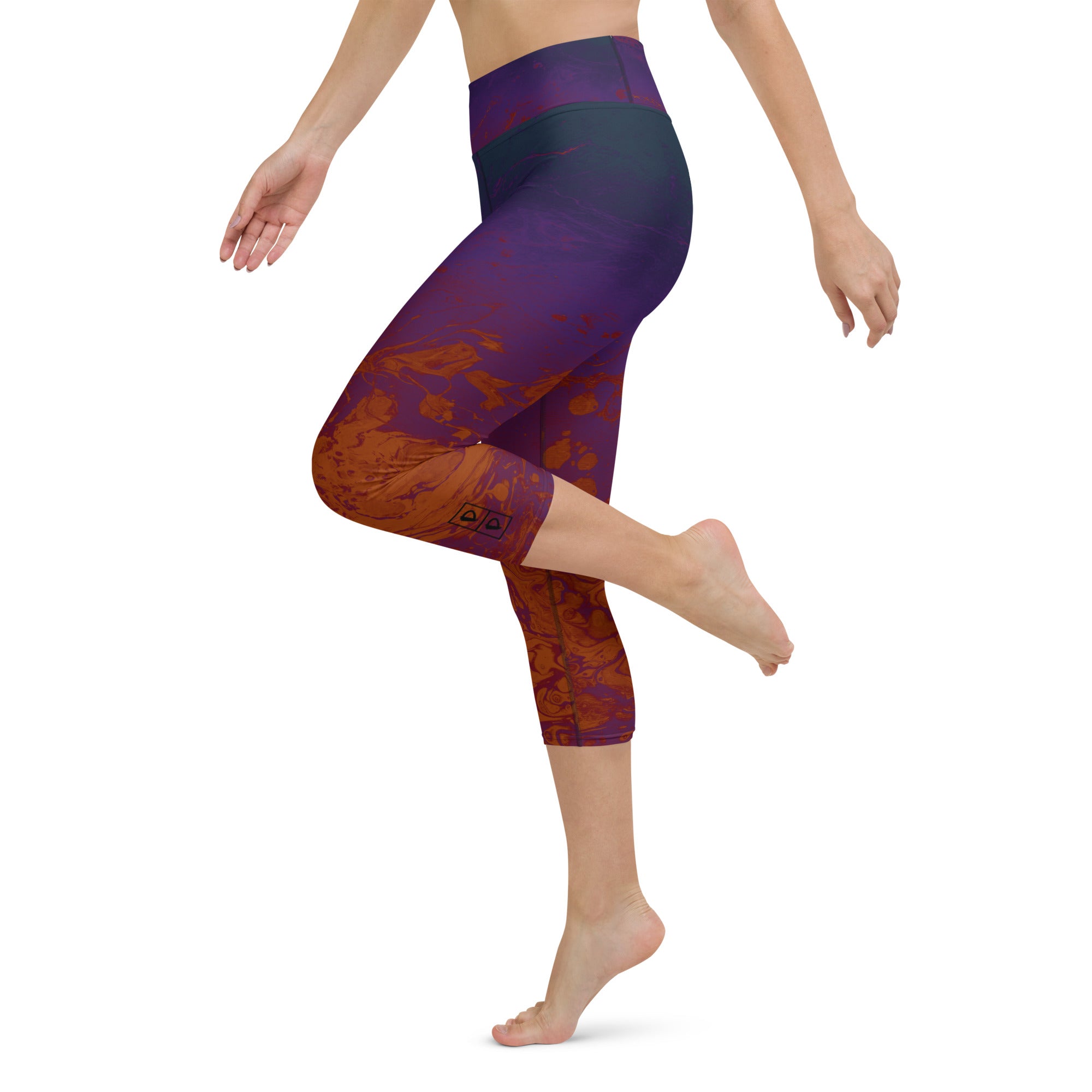 Ombre Dark Purple & Rust | Women's Fine Art High-Waist Capris