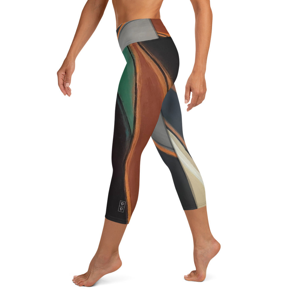 Geometric Flair | Women's Fine Art High-Waist Capris
