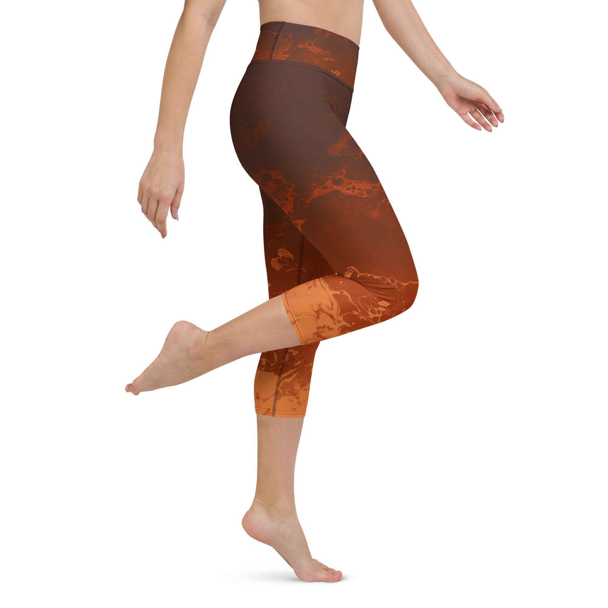 Ombre Brown & Rust | Women's Fine Art High-Waist Capris