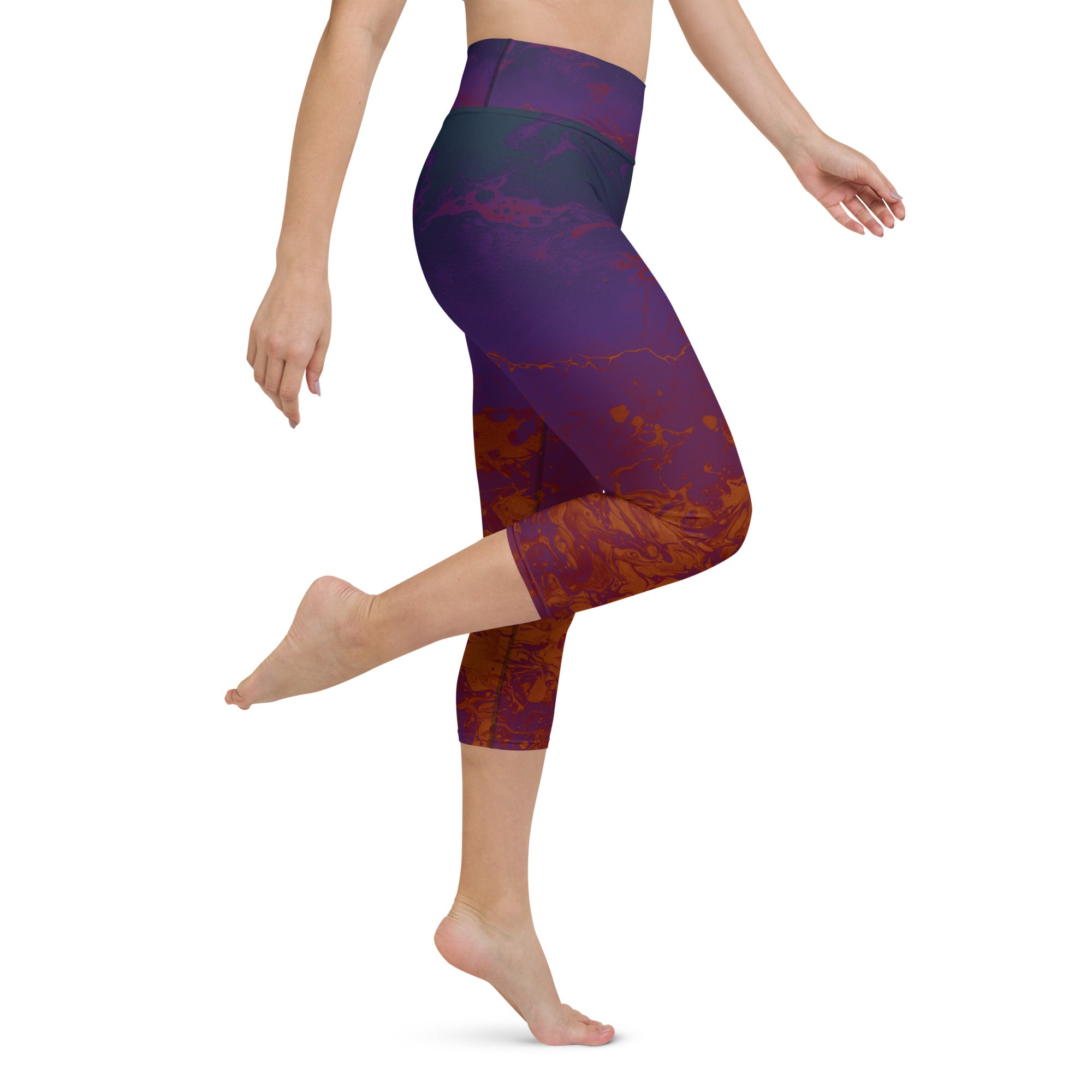 Ombre Dark Purple & Rust | Women's Fine Art High-Waist Capris