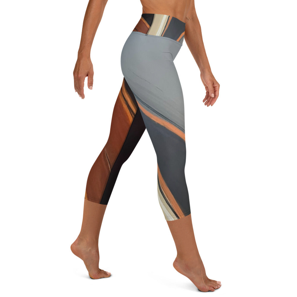 Geometric Flair | Women's Fine Art High-Waist Capris