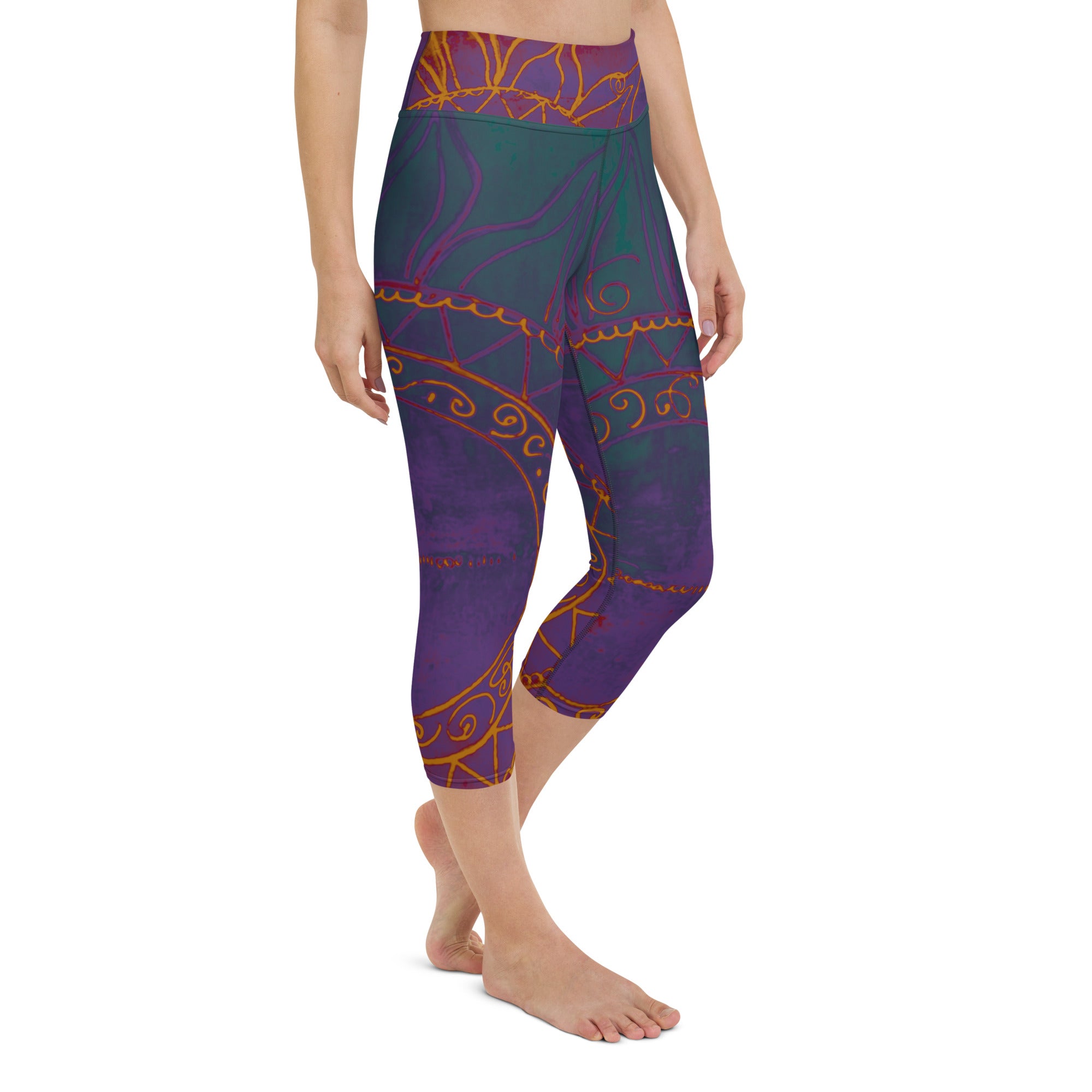 Sunburst with Deep Colors | Women's Fine Art High-Waist Capris