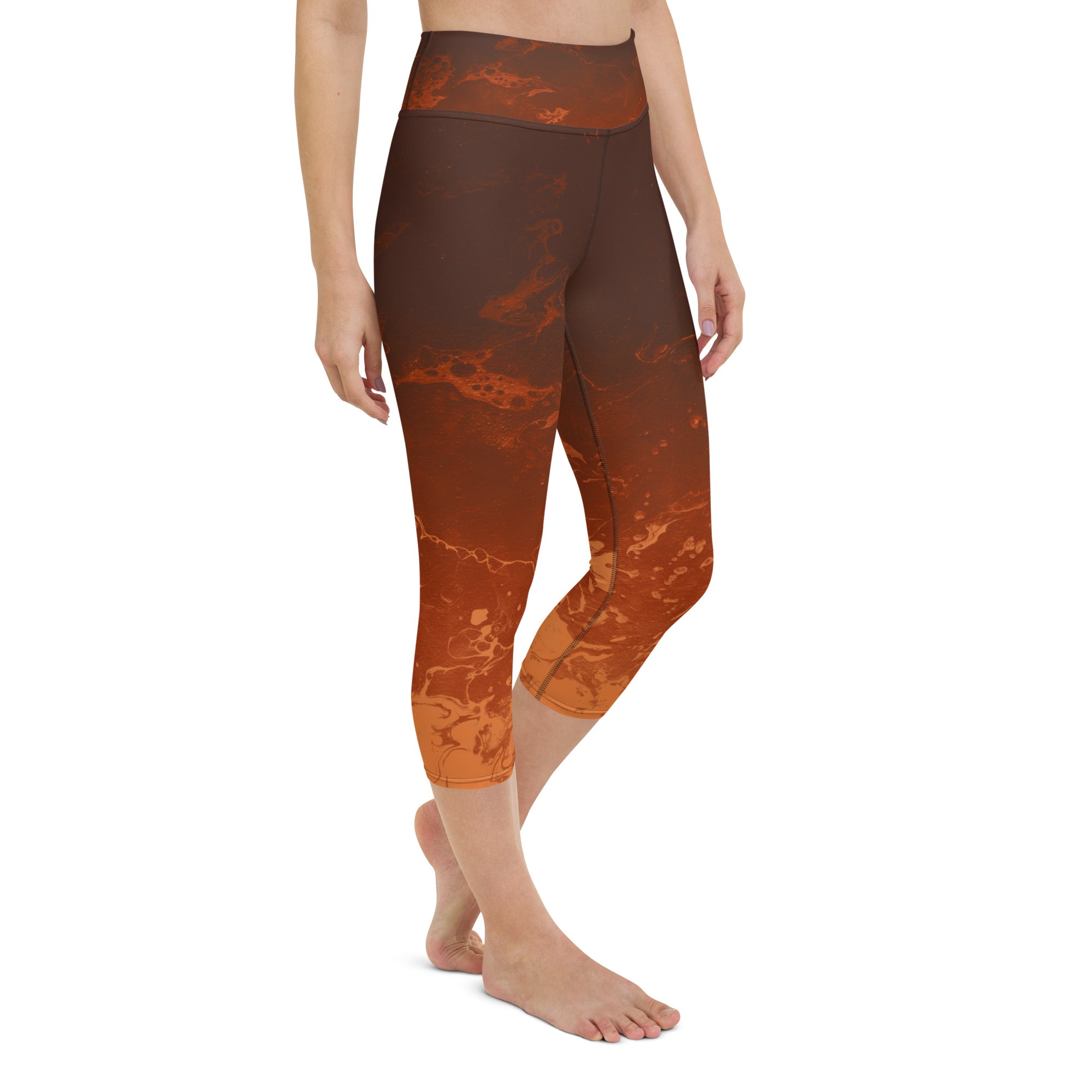 Ombre Brown & Rust | Women's Fine Art High-Waist Capris