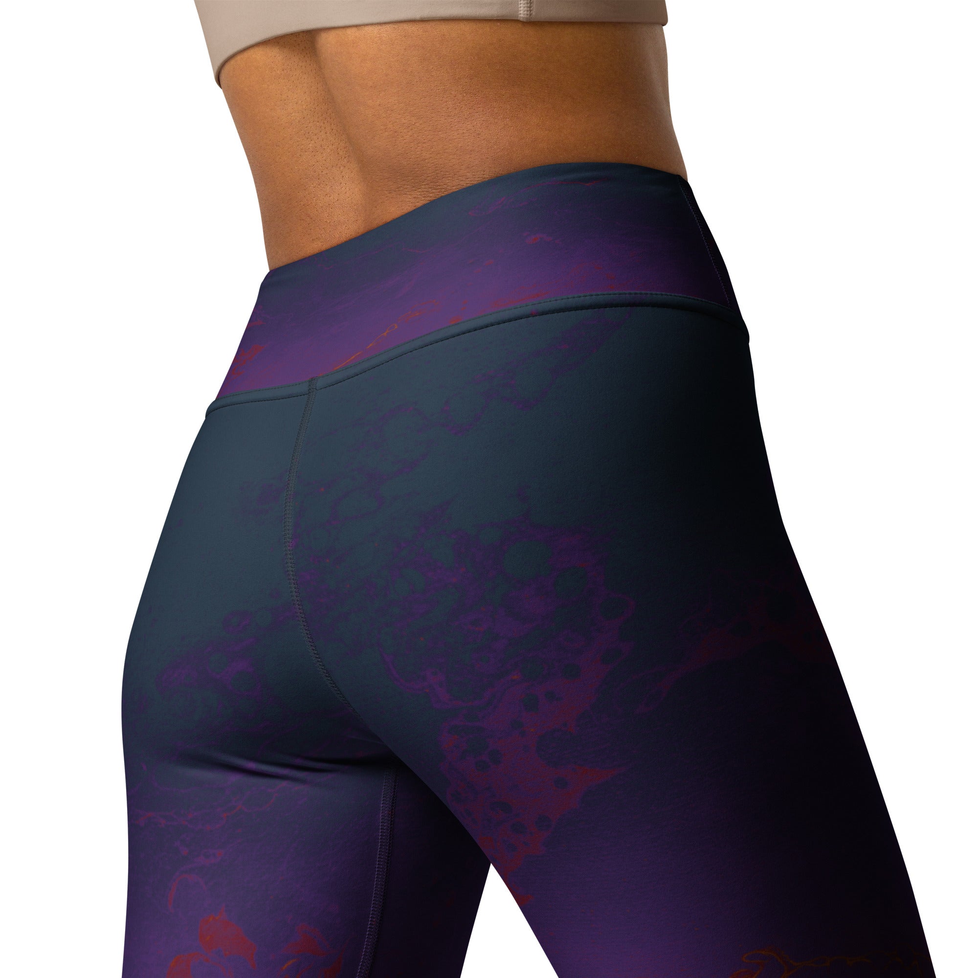Ombre Dark Purple & Rust | Women's Fine Art High-Waist Leggings