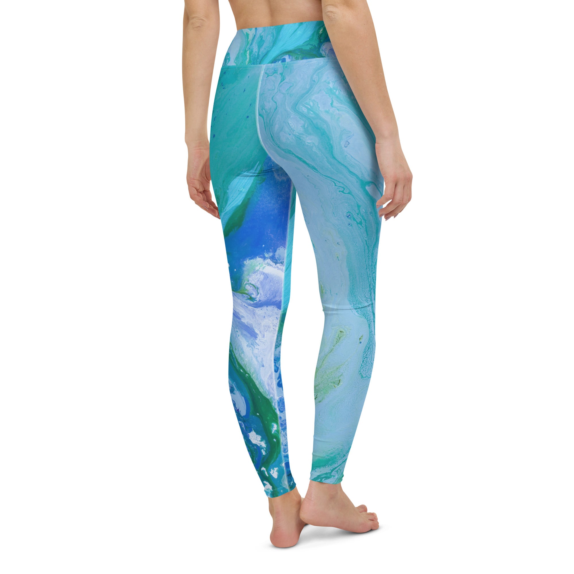 Fluid Turquoise | Women's Fine Art High-Waist Leggings