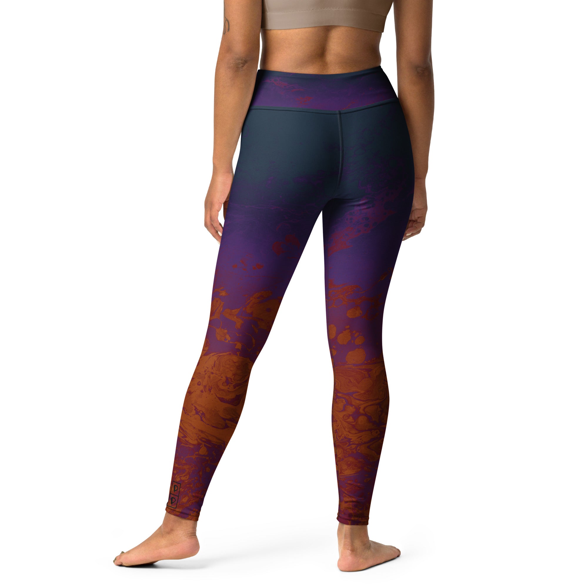 Ombre Dark Purple & Rust | Women's Fine Art High-Waist Leggings