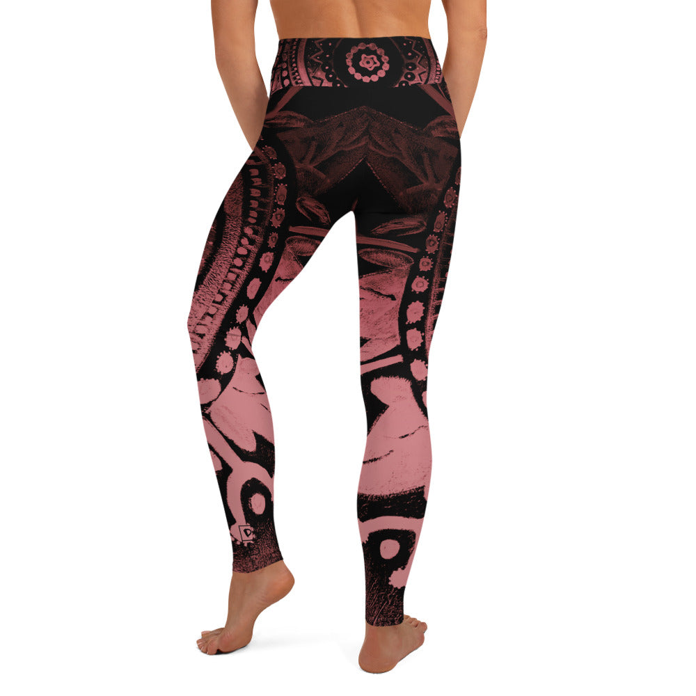 Mandala Pink | Women's Fine Art High-Waist Leggings