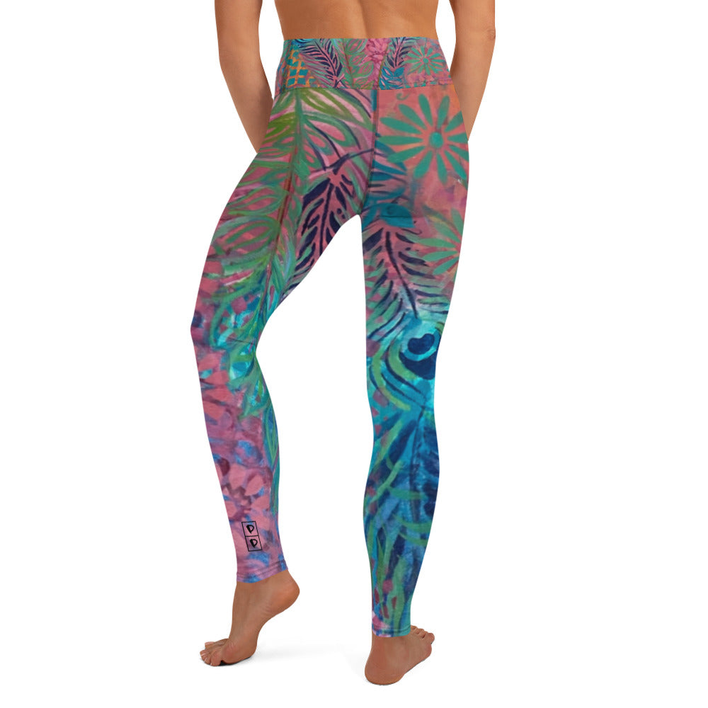 Flowers & Feathers | Women's Fine Art High-Waist Leggings