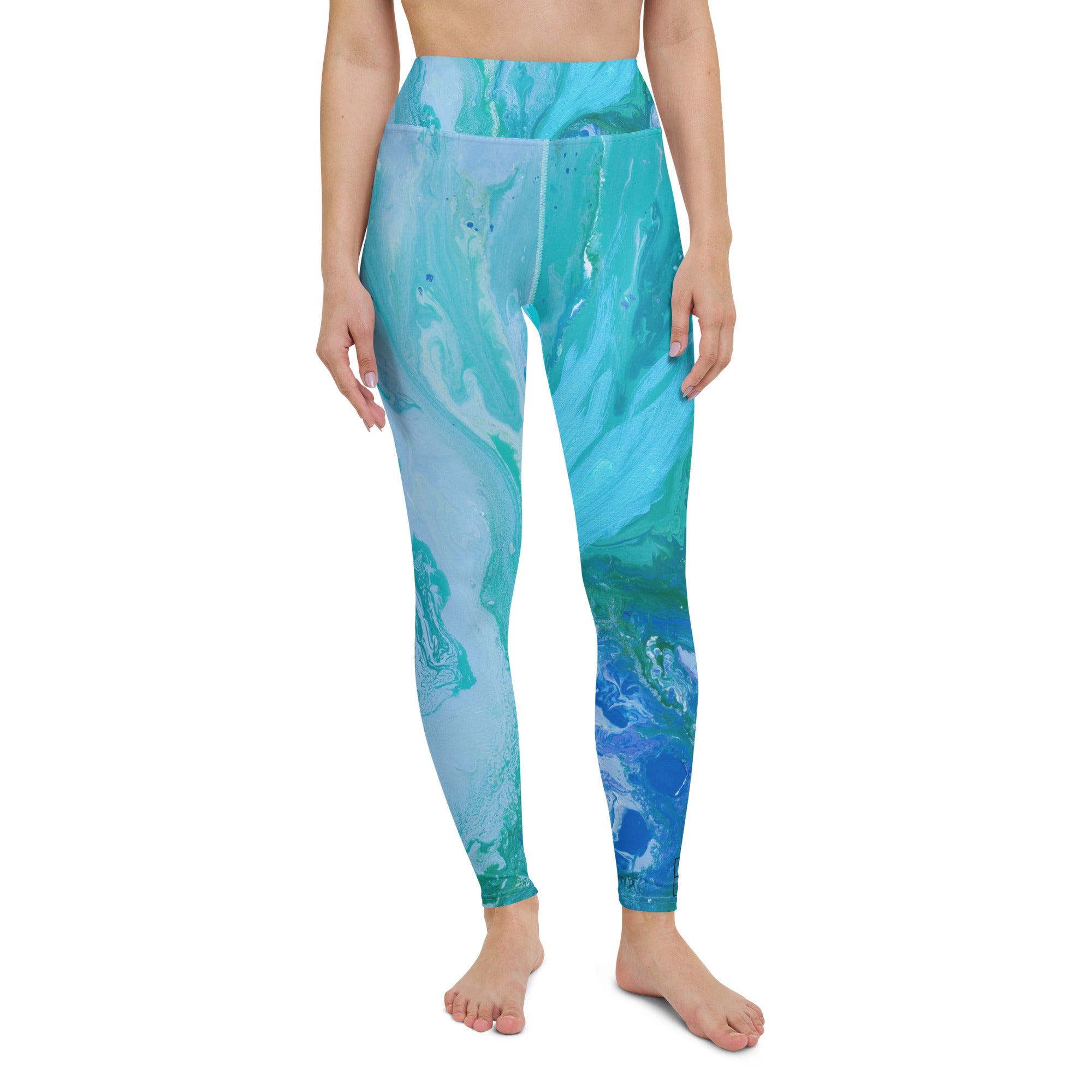 Fluid Turquoise | Women's Fine Art High-Waist Leggings