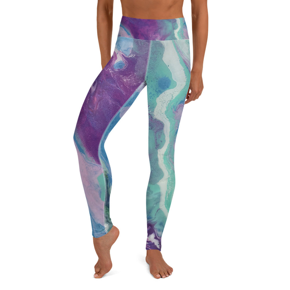 Fluid Purple & Green | Women's Fine Art High-Waist Leggings