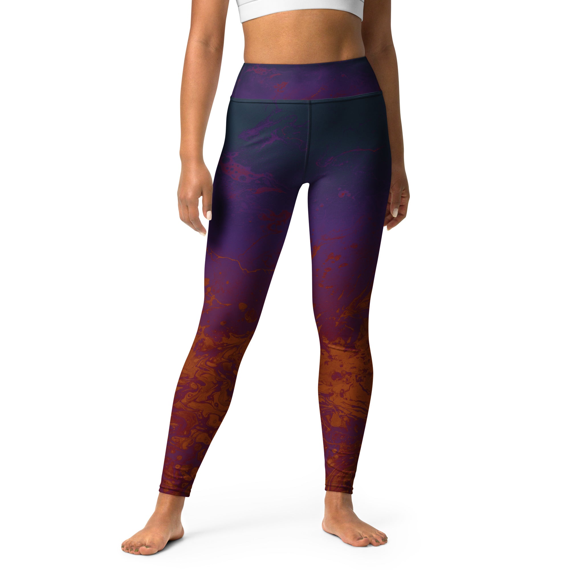 Ombre Dark Purple & Rust | Women's Fine Art High-Waist Leggings