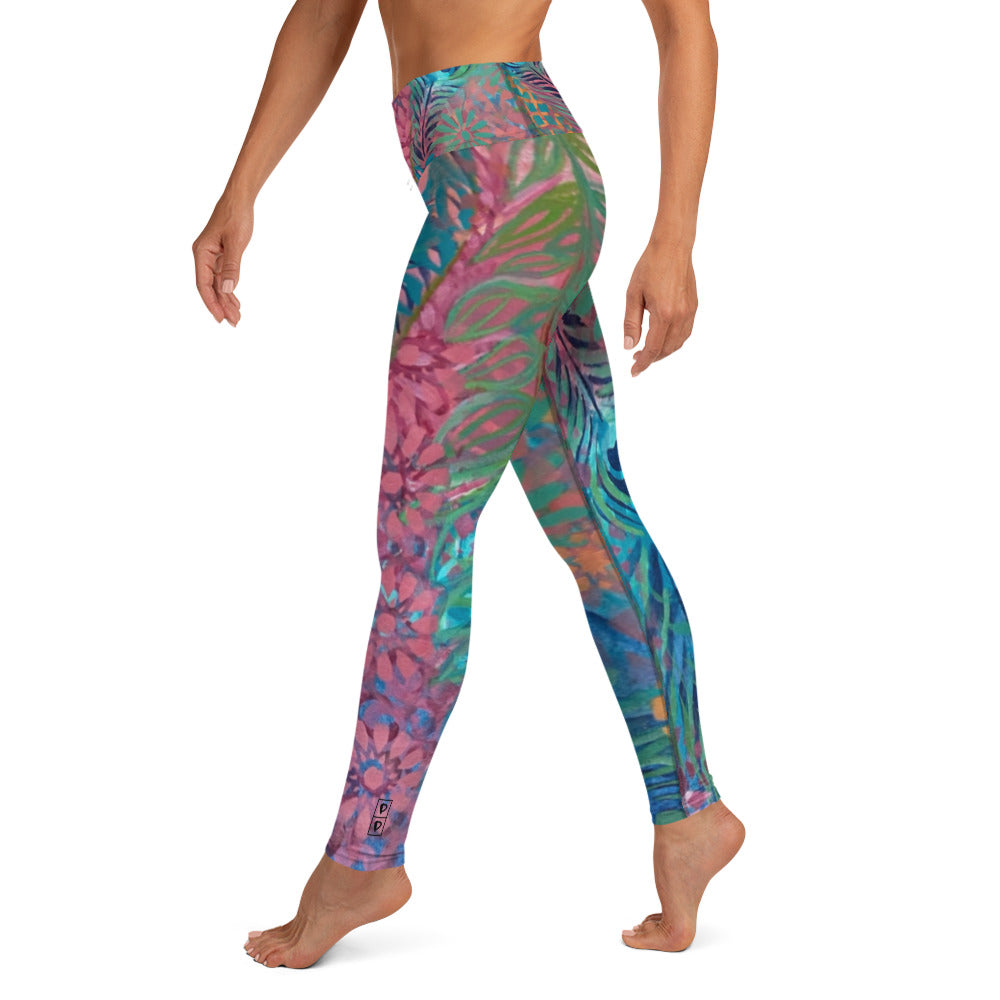 Flowers & Feathers | Women's Fine Art High-Waist Leggings