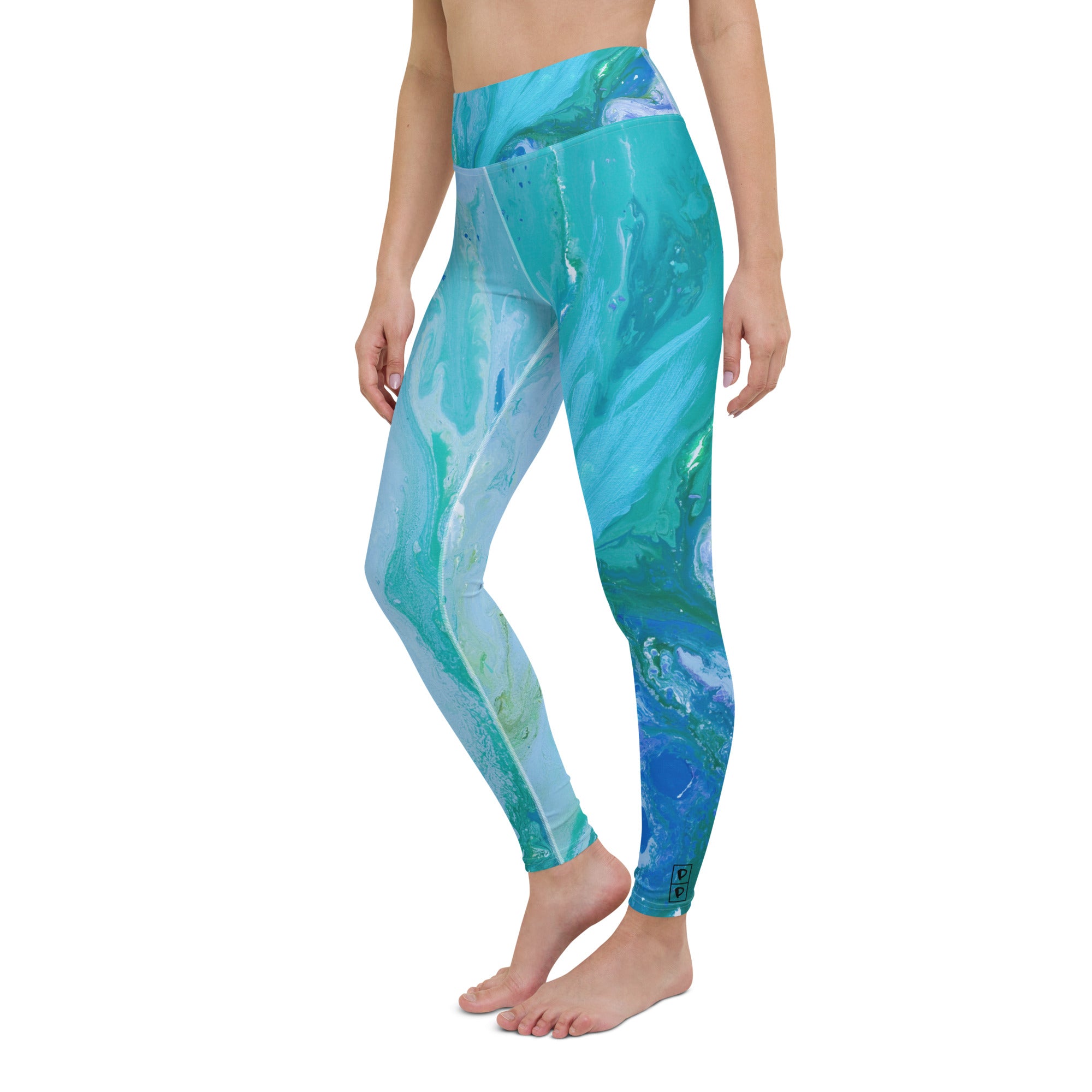 Fluid Turquoise | Women's Fine Art High-Waist Leggings