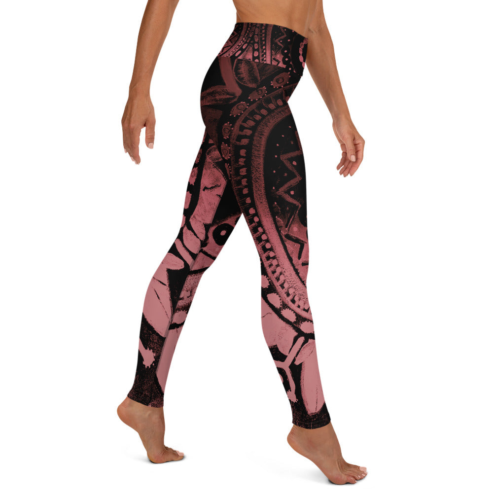 Mandala Pink | Women's Fine Art High-Waist Leggings
