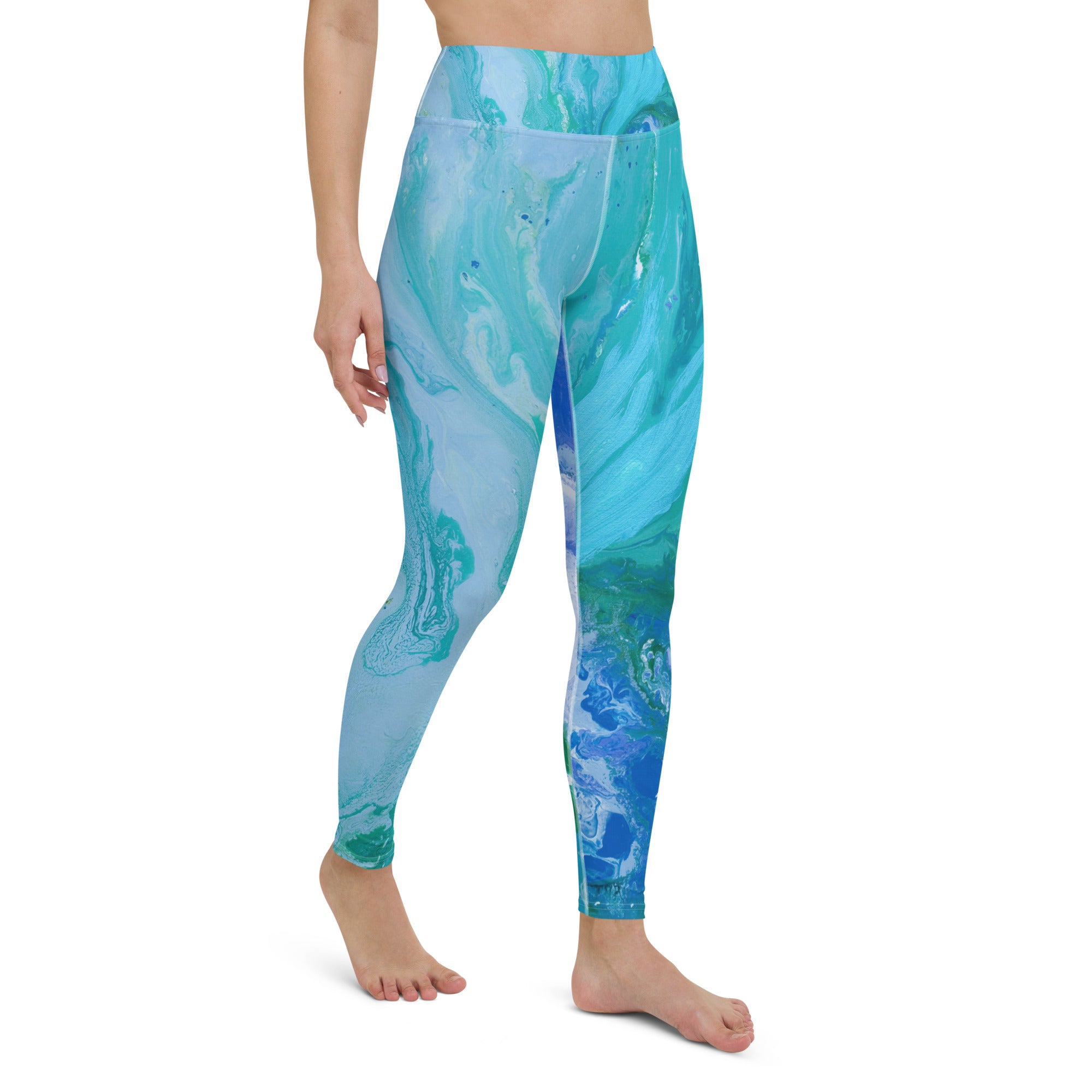 Fluid Turquoise | Women's Fine Art High-Waist Leggings