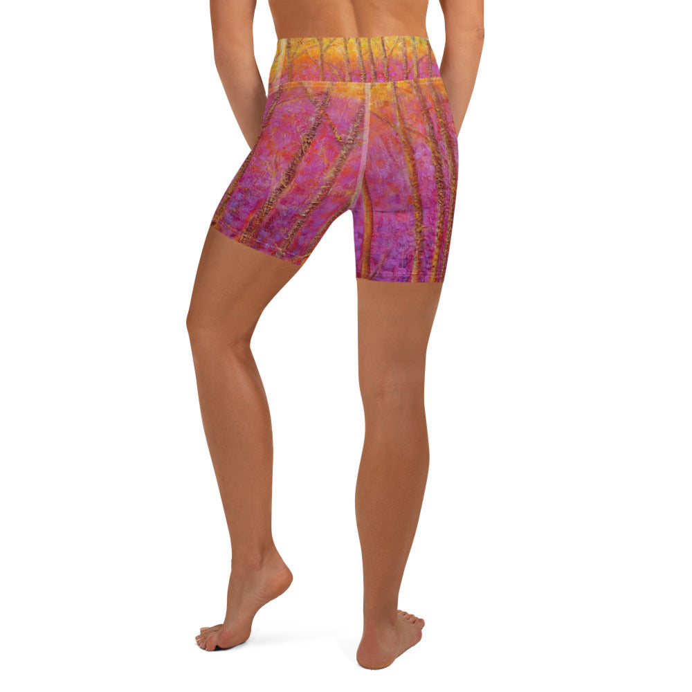 "Fuchsia Trees" Yoga Shorts
