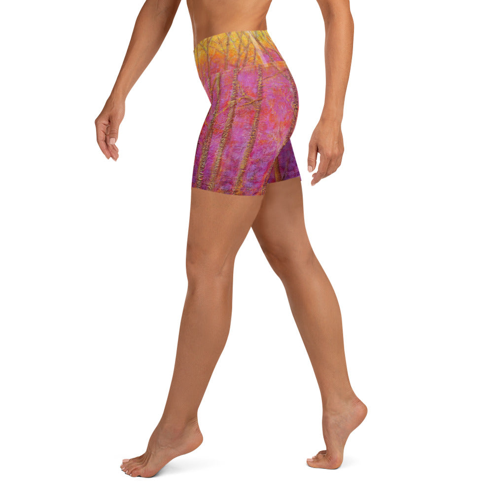 "Fuchsia Trees" Yoga Shorts